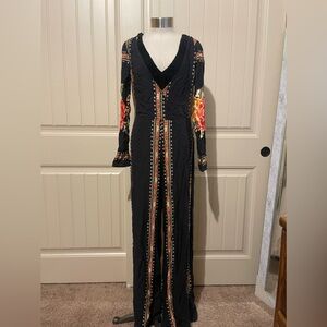 Farm Rio Floral/Tapestry‎ Black Jumpsuit